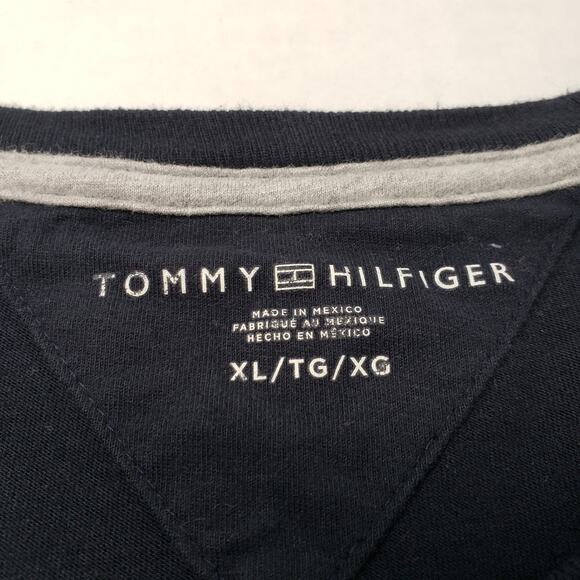 Tommy Hilfiger T-Shirt Mens XL Blue Logo Short Sleeve Crew Neck Graphic Tee Flag - Picture 3 of 16
